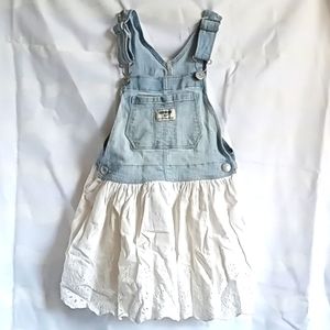 Size 4T girls Osh Kosh B'gosh denim/cotton eyelet dress (adjustable straps)